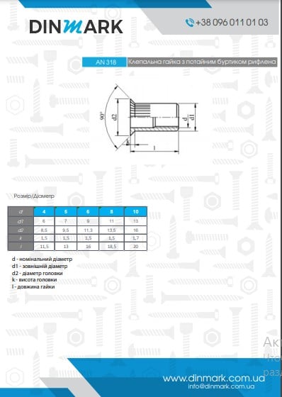 AN 318 A2 Клепальна гайка з потайним буртиком рифлена pdf