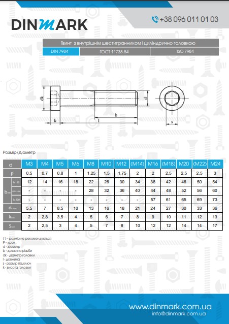 DIN 7984 A2 Bolt with cylindrical head and hexagon socket pdf