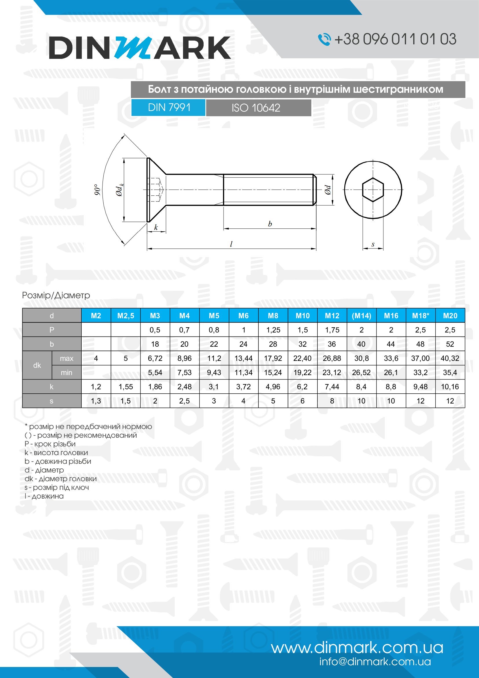 Болт DIN 7991 M5x80 A2 pdf