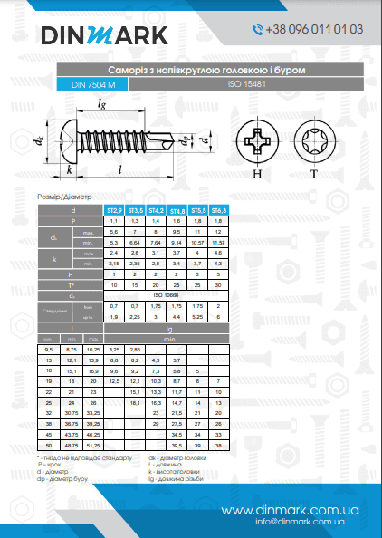 Саморіз DIN 7504-M M5,5x60 A2 PH3 pdf