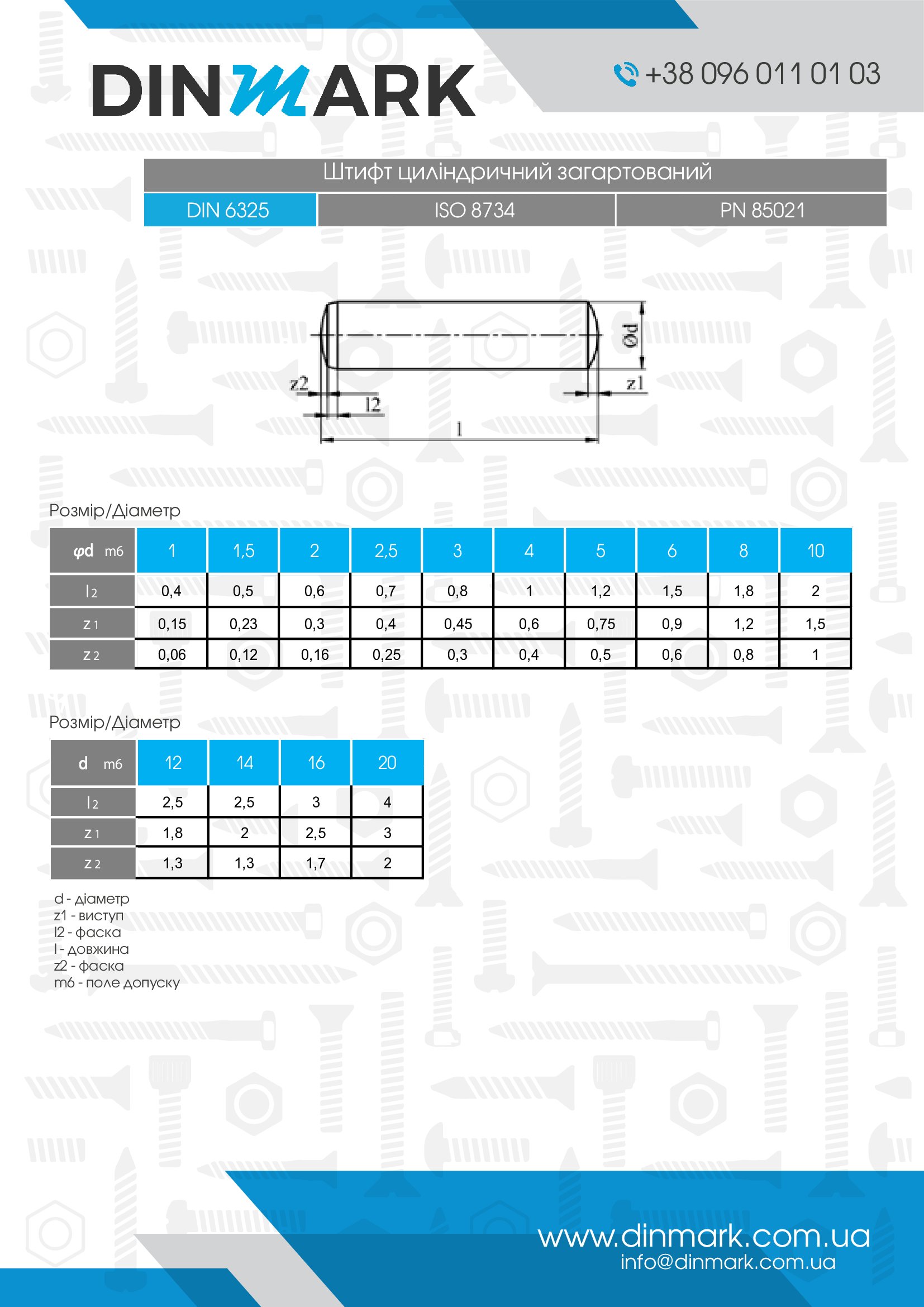 Штифт DIN 6325 d1,5x4 pdf