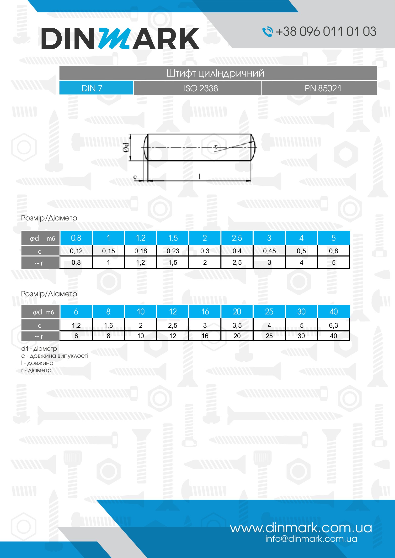 Штифт DIN 7 d5x45 A1 pdf