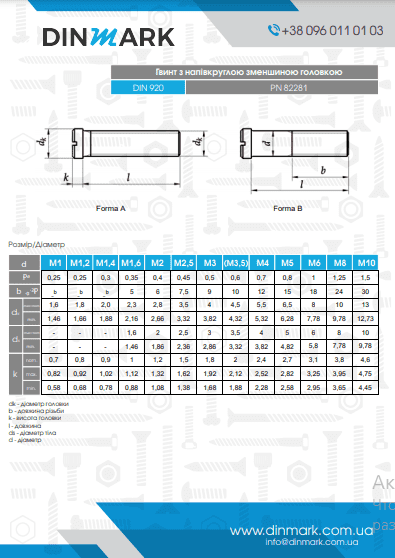 Screw DIN 920 M4x8 4,8 zinc pdf