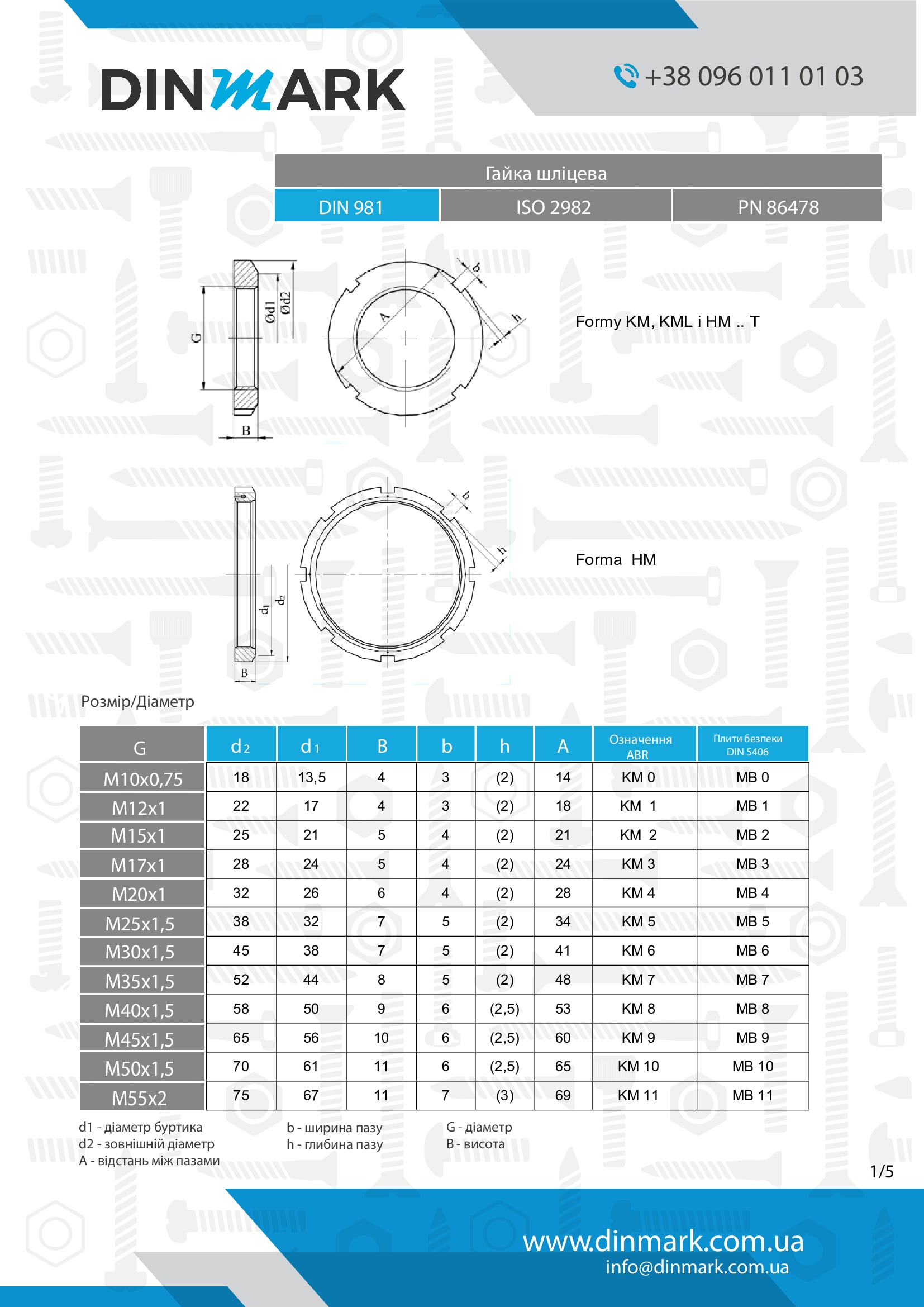DIN 981 14H Гайка шліцева pdf