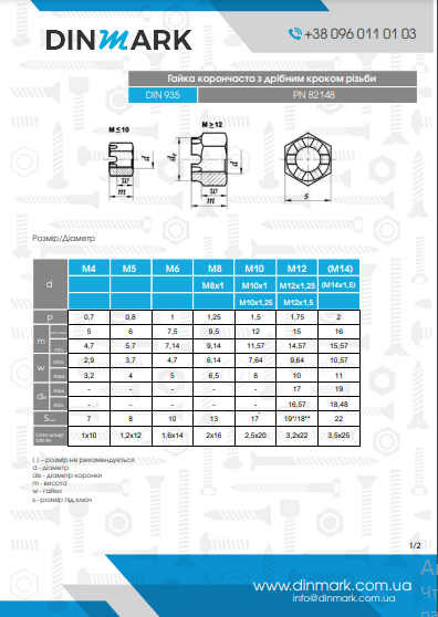 DIN 935 8 Crown nut with small step pdf