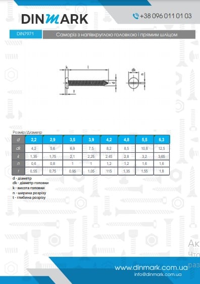 DIN 7971-C zinc Self-tapping screw with semicircular head and straight slot pdf
