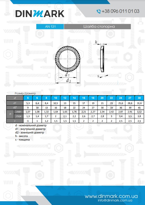 AN 131 S zinc cloth Locking washer pdf