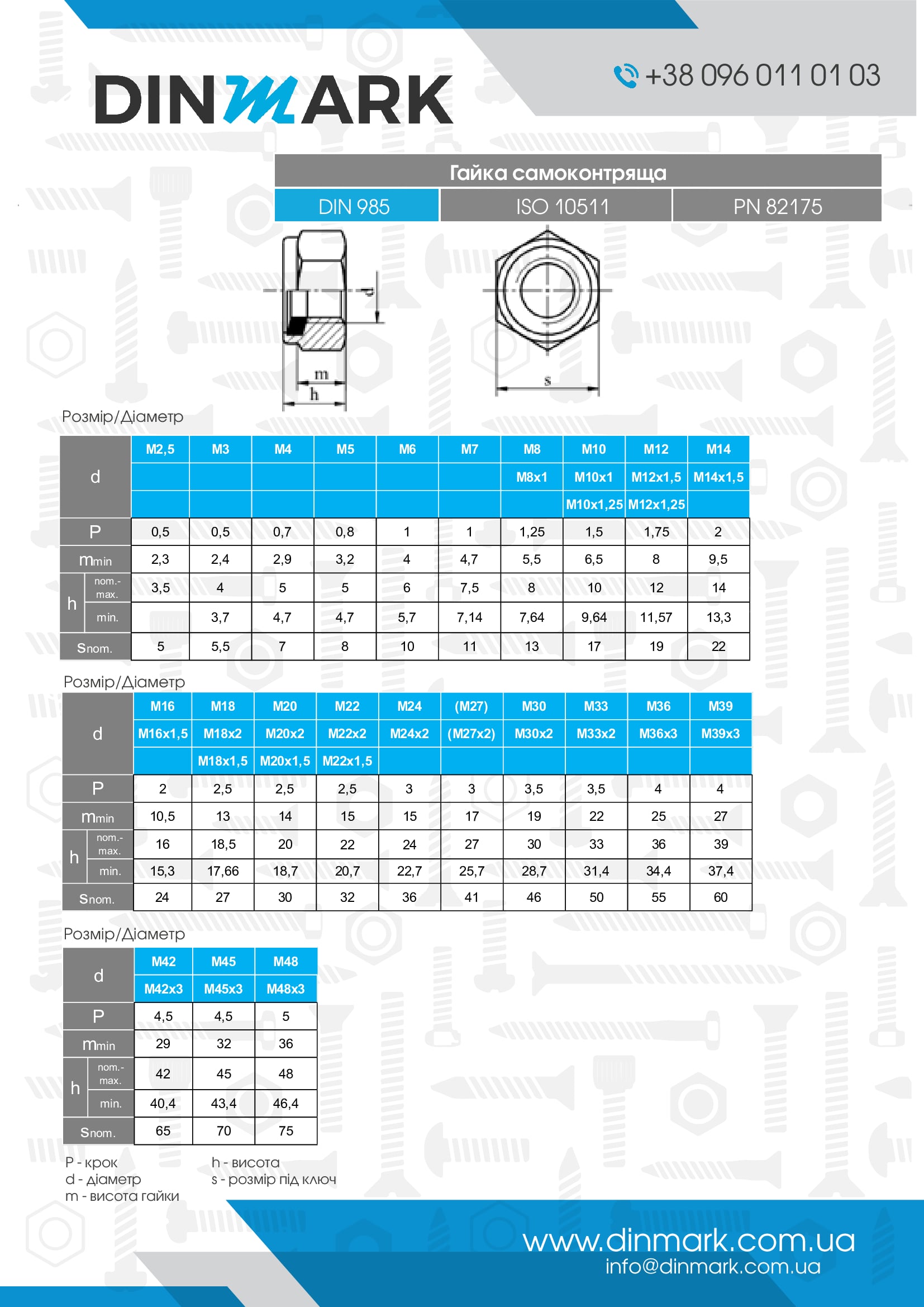 Гайка DIN 985 M12 8 цинк платковий чорний pdf