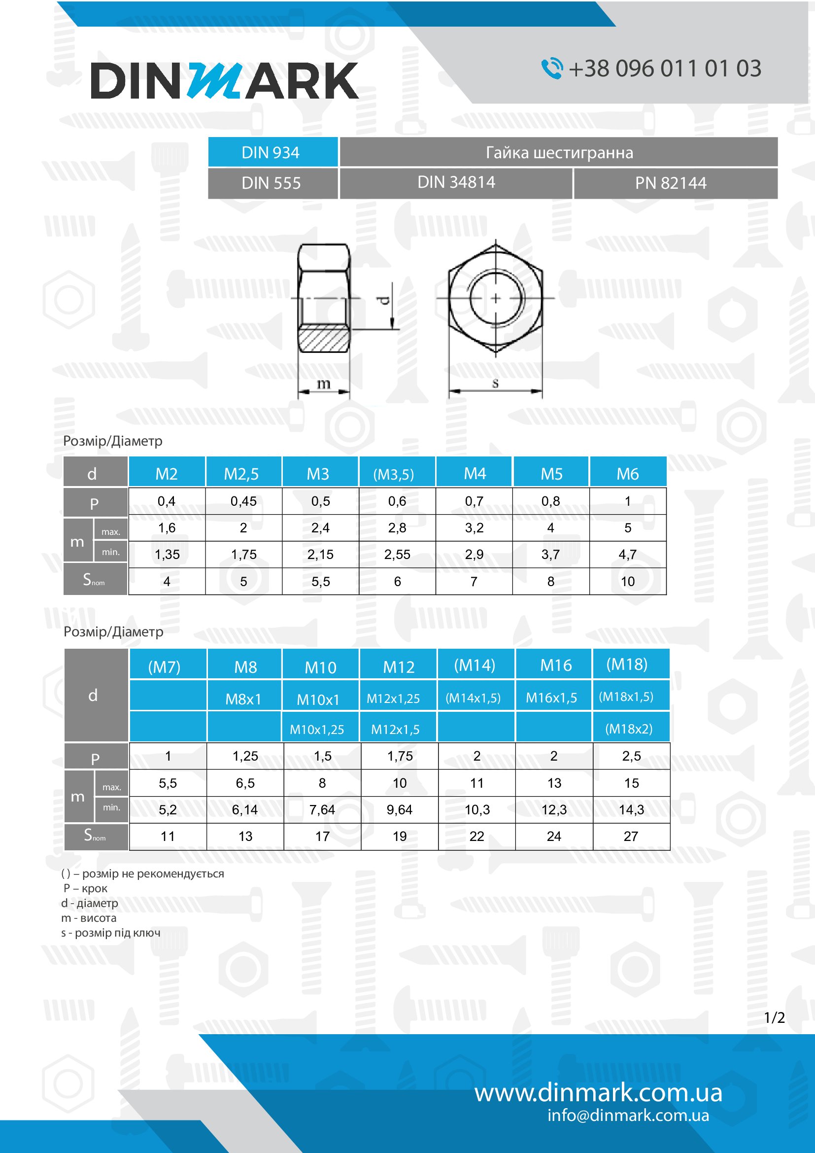 Nut DIN 934 M14 polyamide pdf