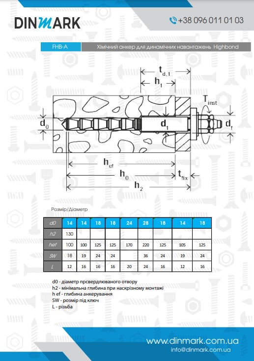 Анкер для динамічних навантажень Highbond FHB-A dyn 16 x 125/50 C FISCHER   pdf