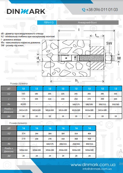 Anchor bolt FBNII G 12/180 zinc  FISCHER pdf