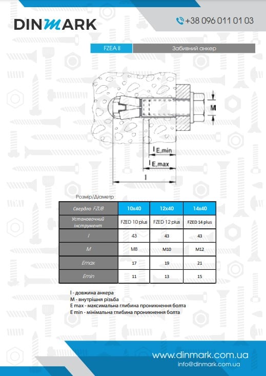 Hammering anker Zykon FZEA II12X40 M10 A4 FISCHER pdf