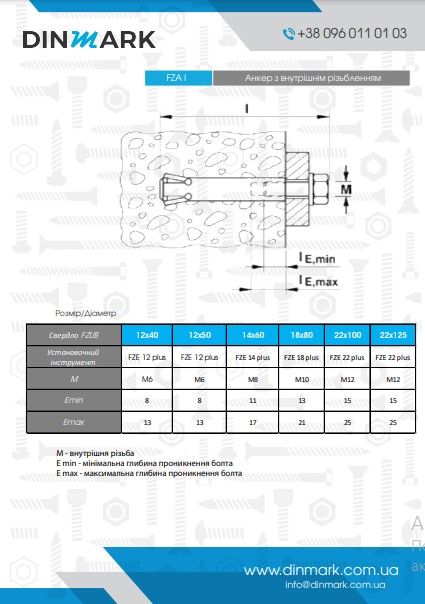 Anchor bolt Zykon FZA-I 14X60M8I zinc FISCHER pdf