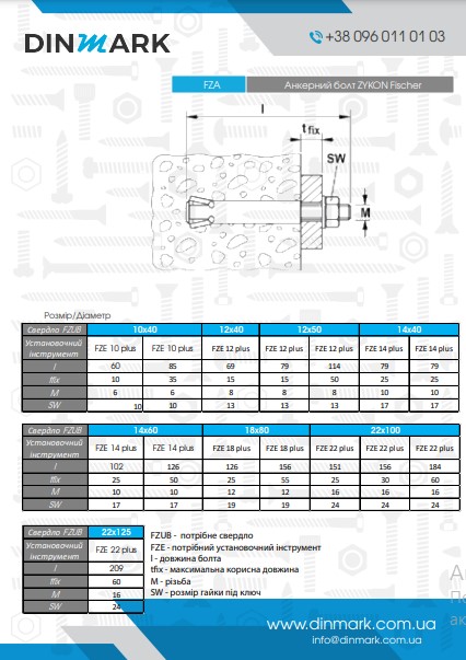 Anchor bolt Zykon FZA 10X40M6 / 10 A4 FISCHER pdf