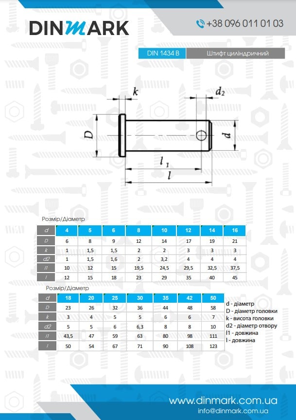 DIN 1434 B zinc Cylindrical pin pdf