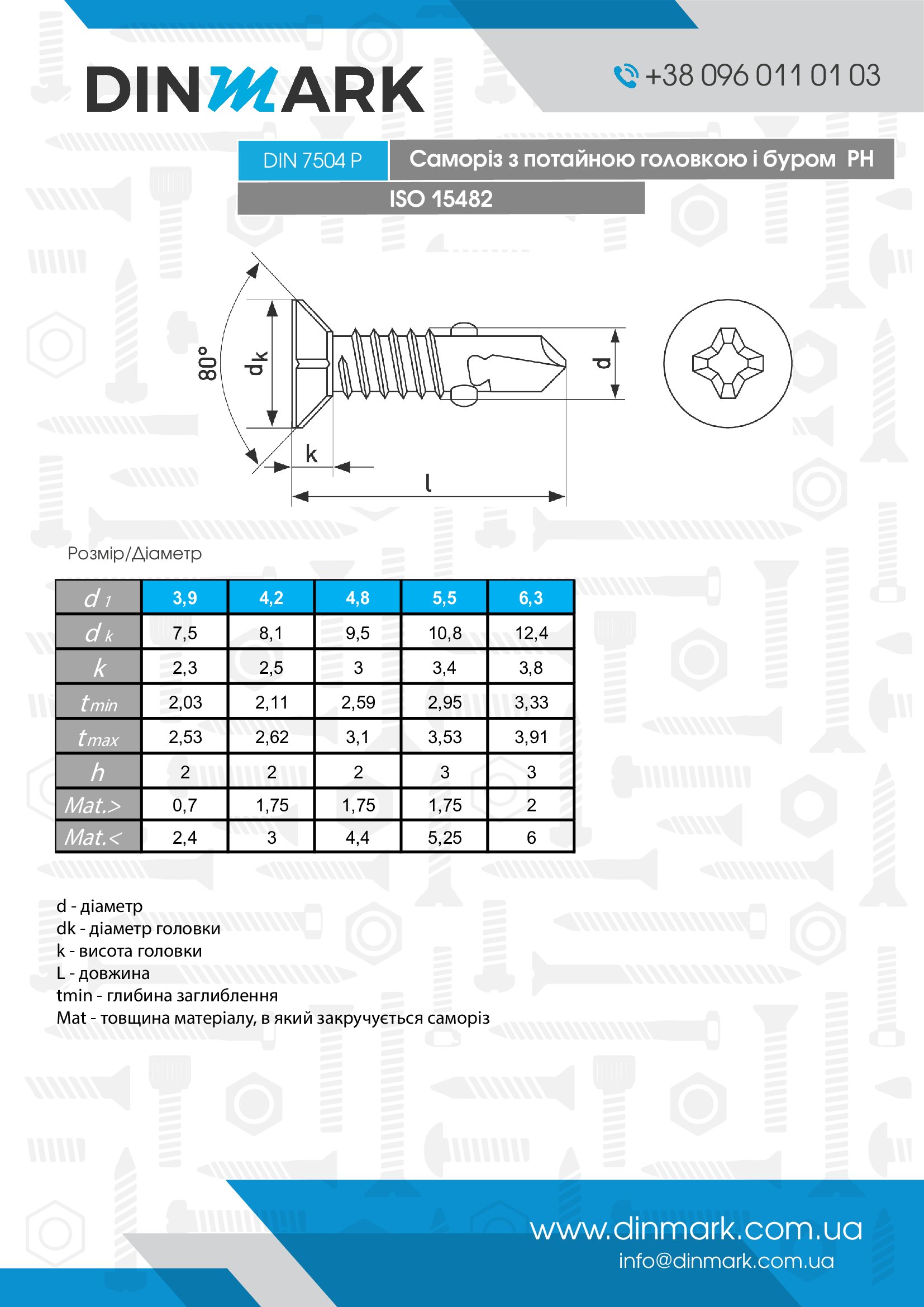 Саморіз DIN 7504-P M3,9x16 цинк PH2 pdf