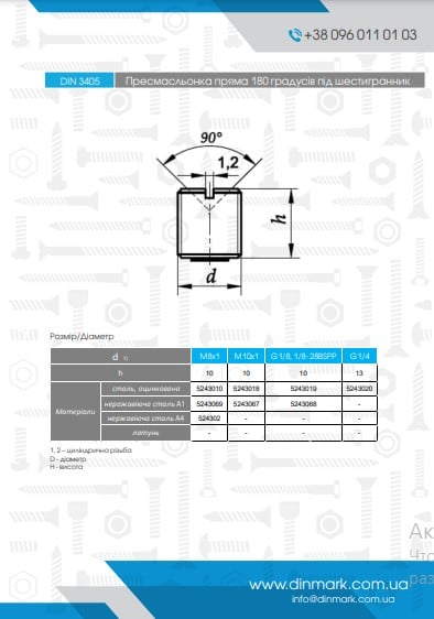 Пресс-масленка DIN 3405 А G 1/4 цинк pdf