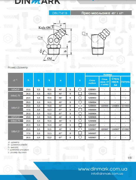 Пресс-масленка DIN 71412 B М10х1,25 цинк pdf