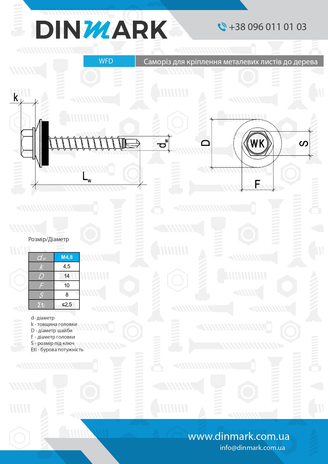 Саморіз WM 4,8х55 RAL 6020 Wkret-Met pdf