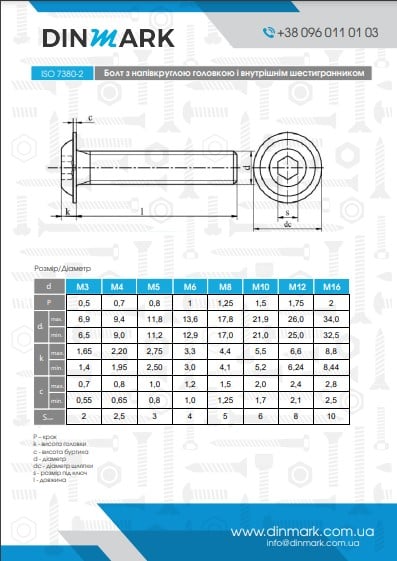 ISO 7380-2 10.9 Zinc plated Bolt with half-round head and internal hexagon pdf