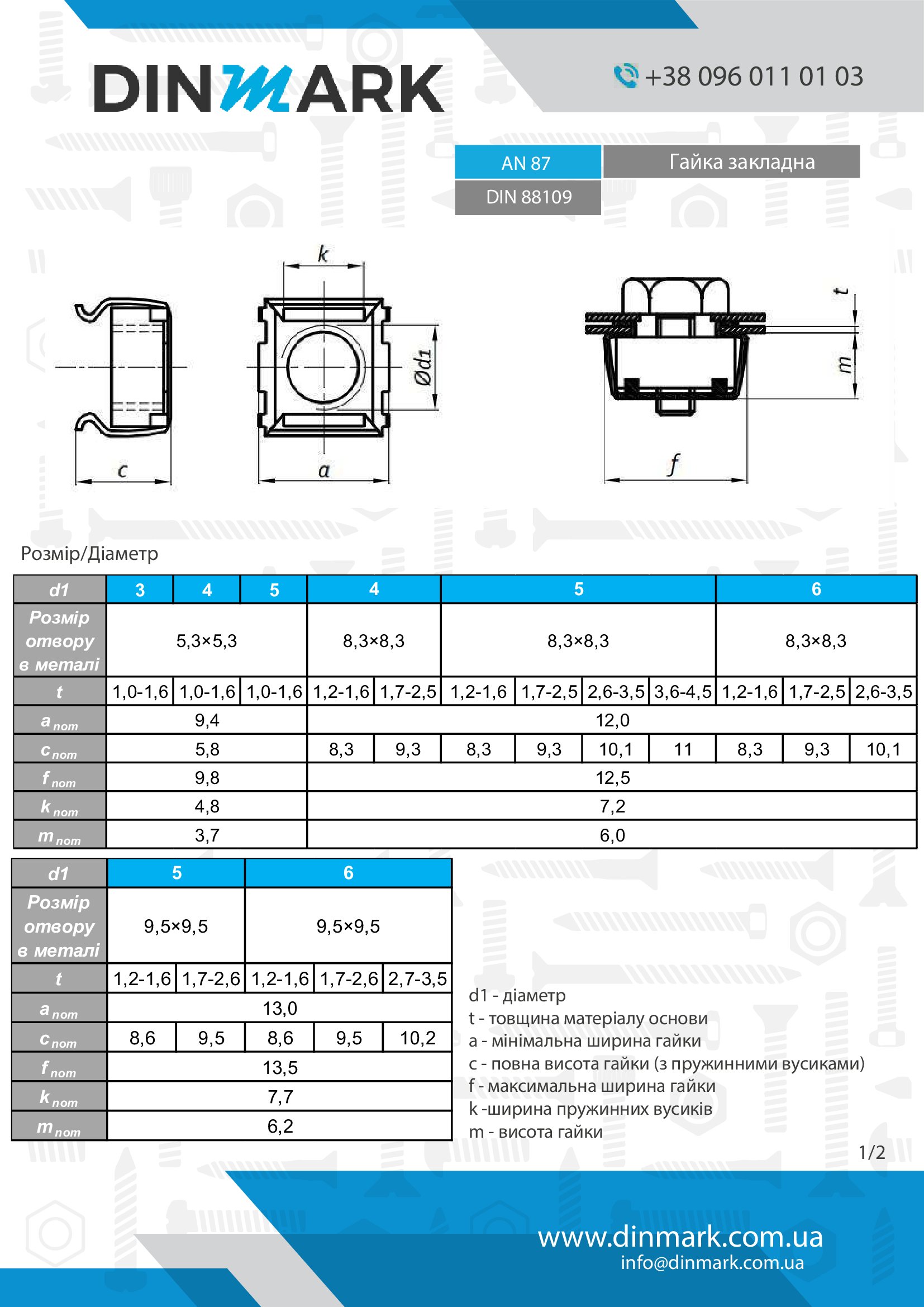 Nut AN 87 M5x12,5 (1,7-2,5) zinc pdf