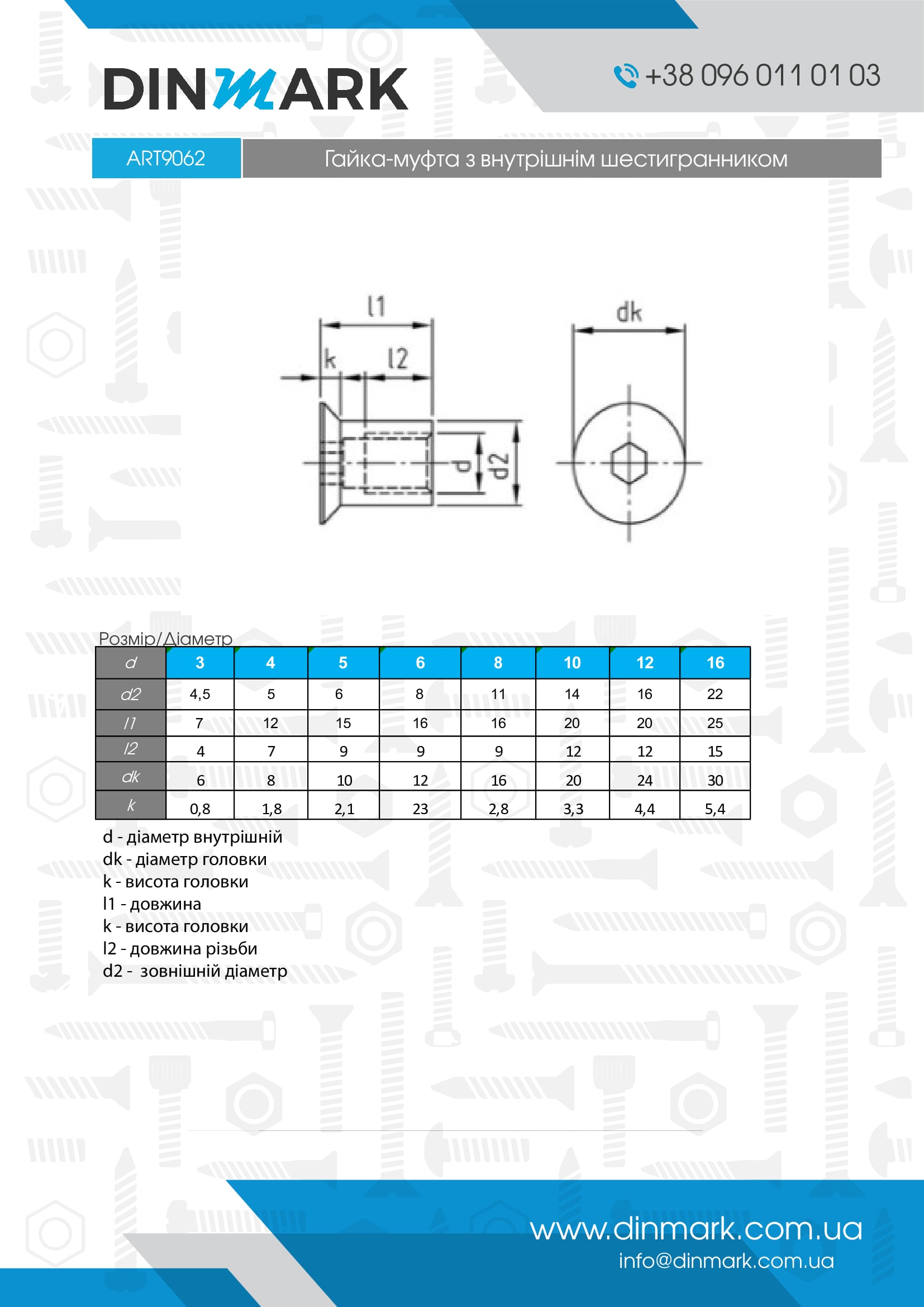 Гайка ART 9062 M3 A1 pdf