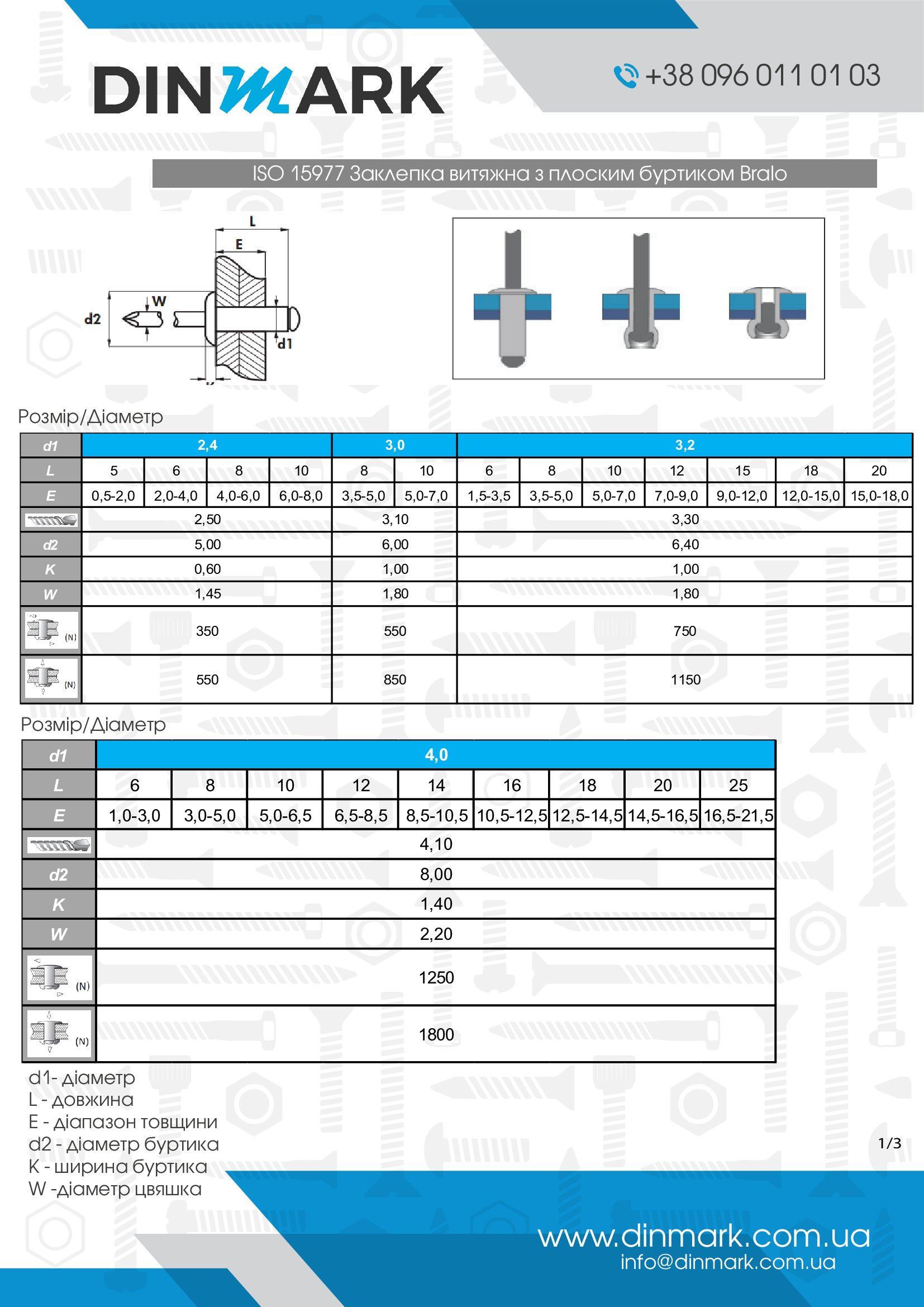 ISO 15977 Al/A2 Заклепка витяжна з плоским буртиком Bralo pdf