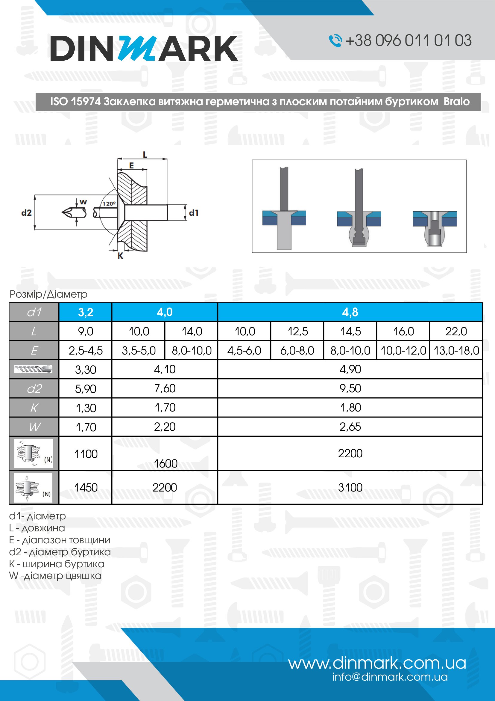 ISO 15974 Al/St Заклепка витяжна герметична з плоским потайним буртиком Bralo pdf