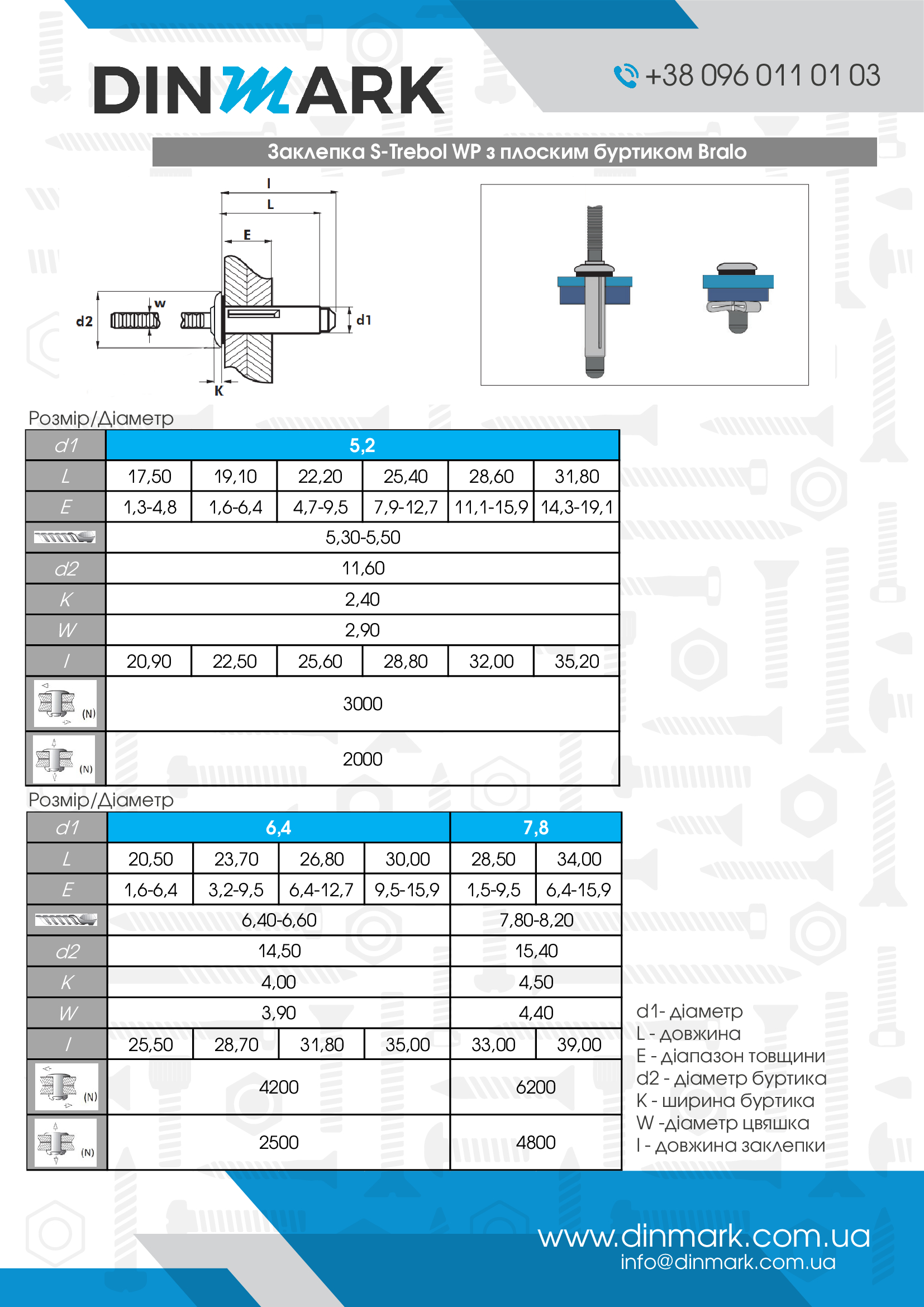 Rivet S-Trebol WP Al/Al with flat shoulder Bralo pdf