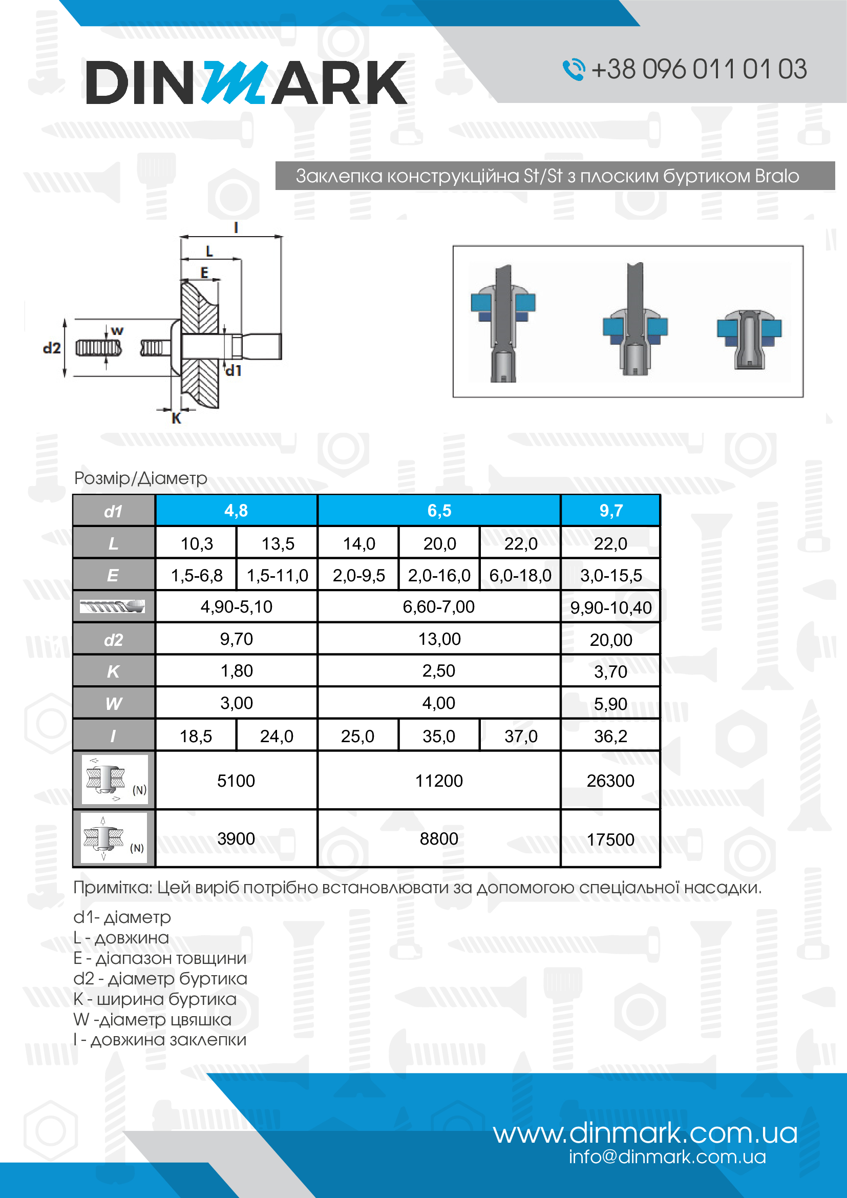 Structural rivet St/St with flat shoulder Bralo pdf