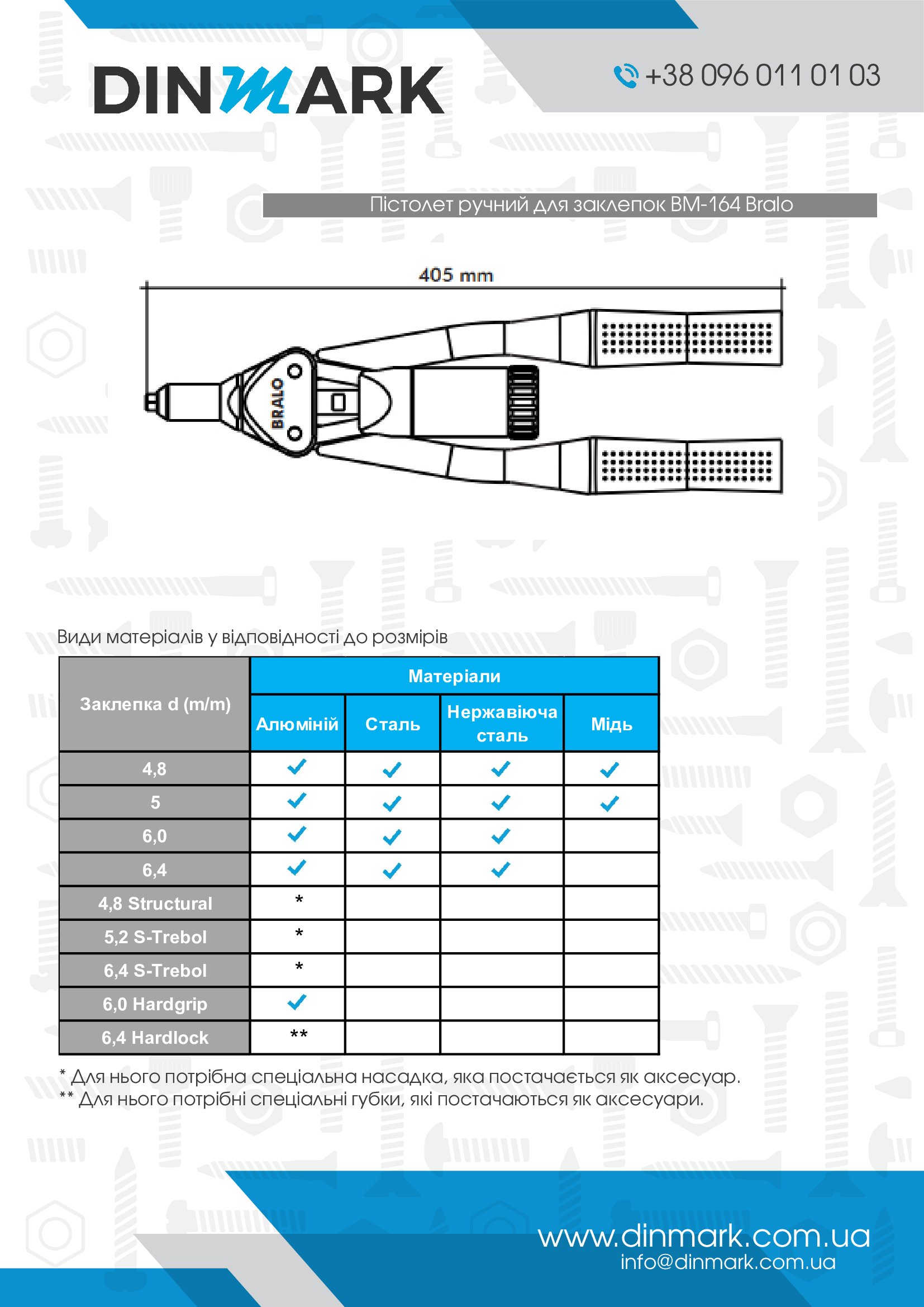 Пістолет ручний для заклепок BM-164 Bralo pdf