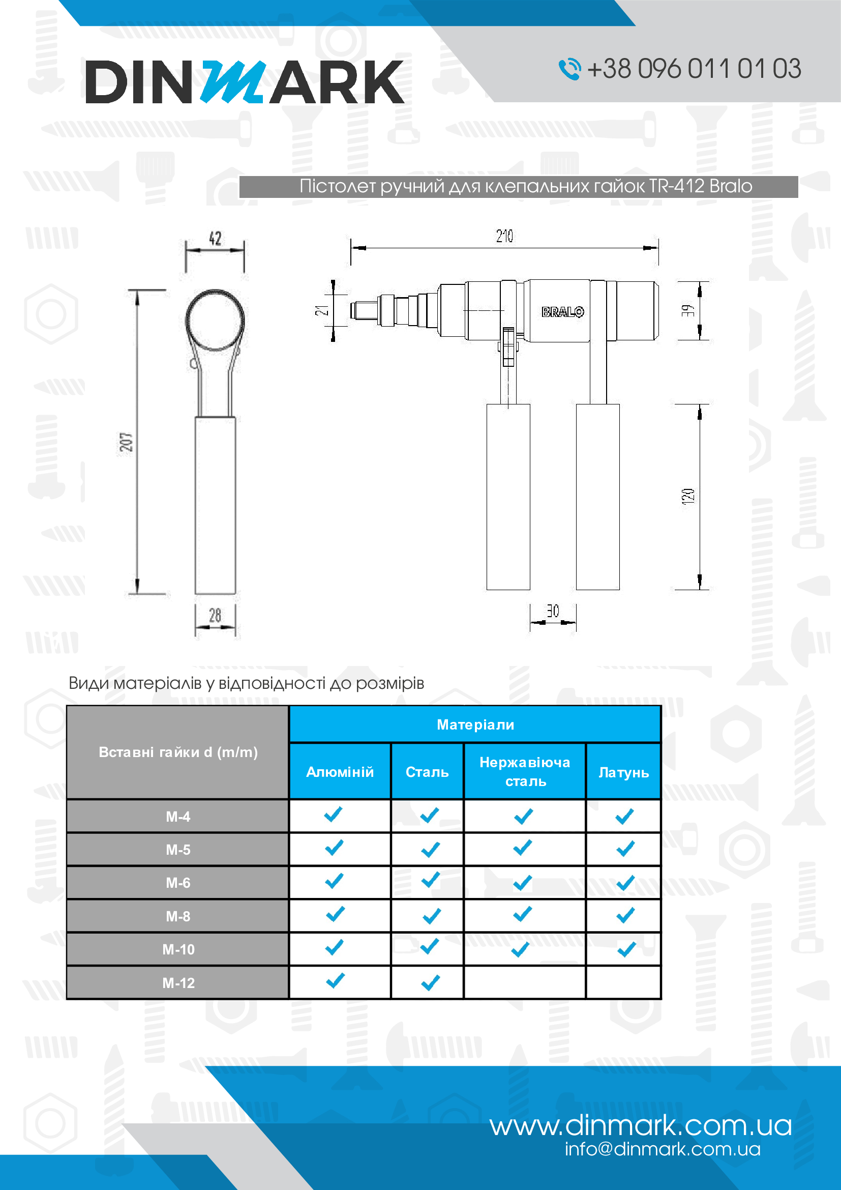 Hand gun for riveting nuts TR-412 Bralo pdf