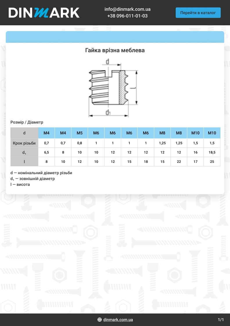 Nut zinc mortise furniture SL pdf