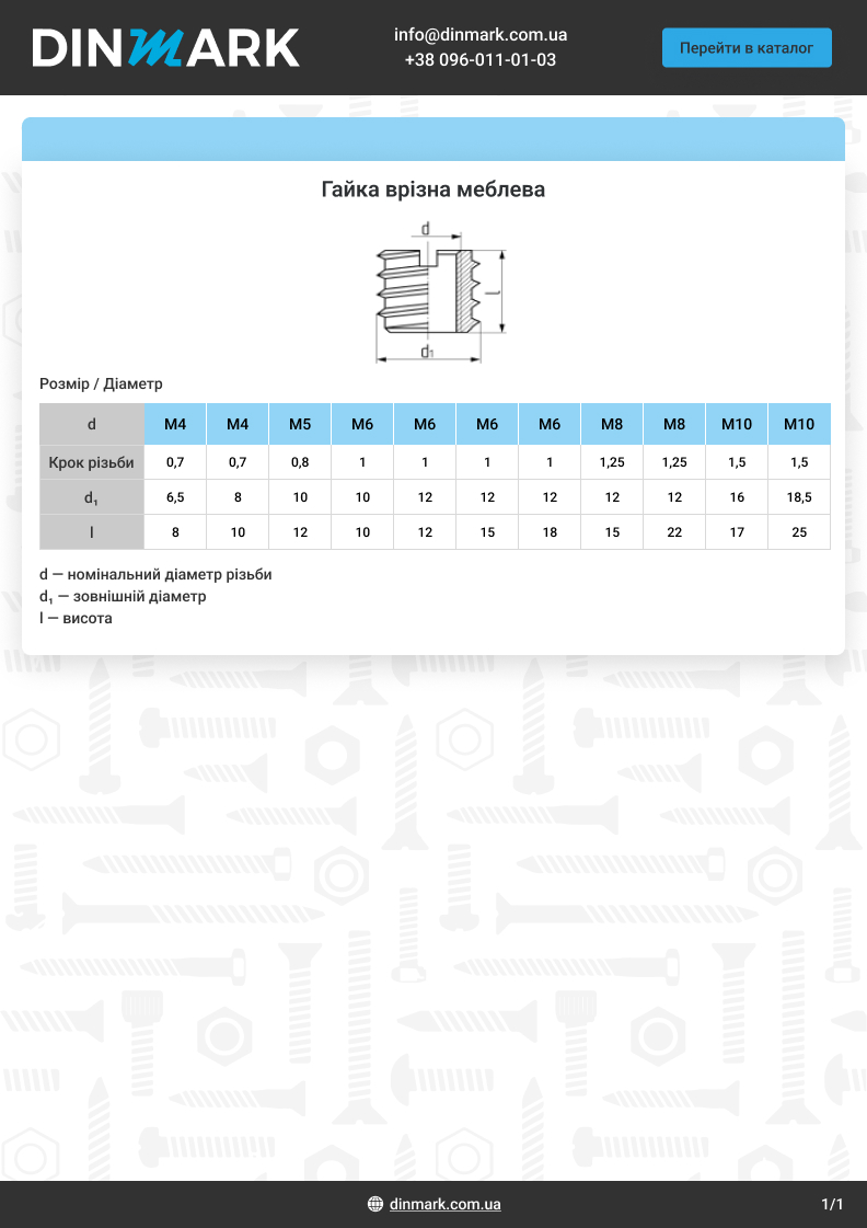 Nut zinc mortise furniture SL pdf
