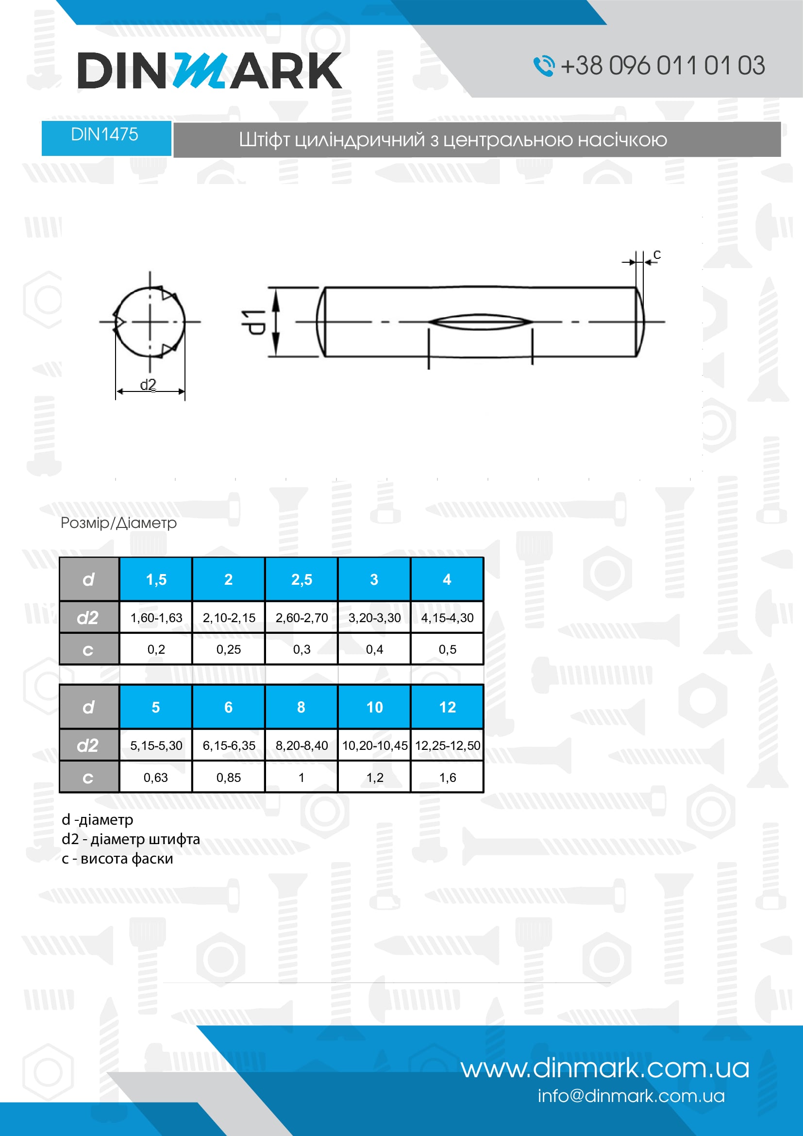 DIN 1475 A1 Штифт цилиндрический с центральной насечкой pdf