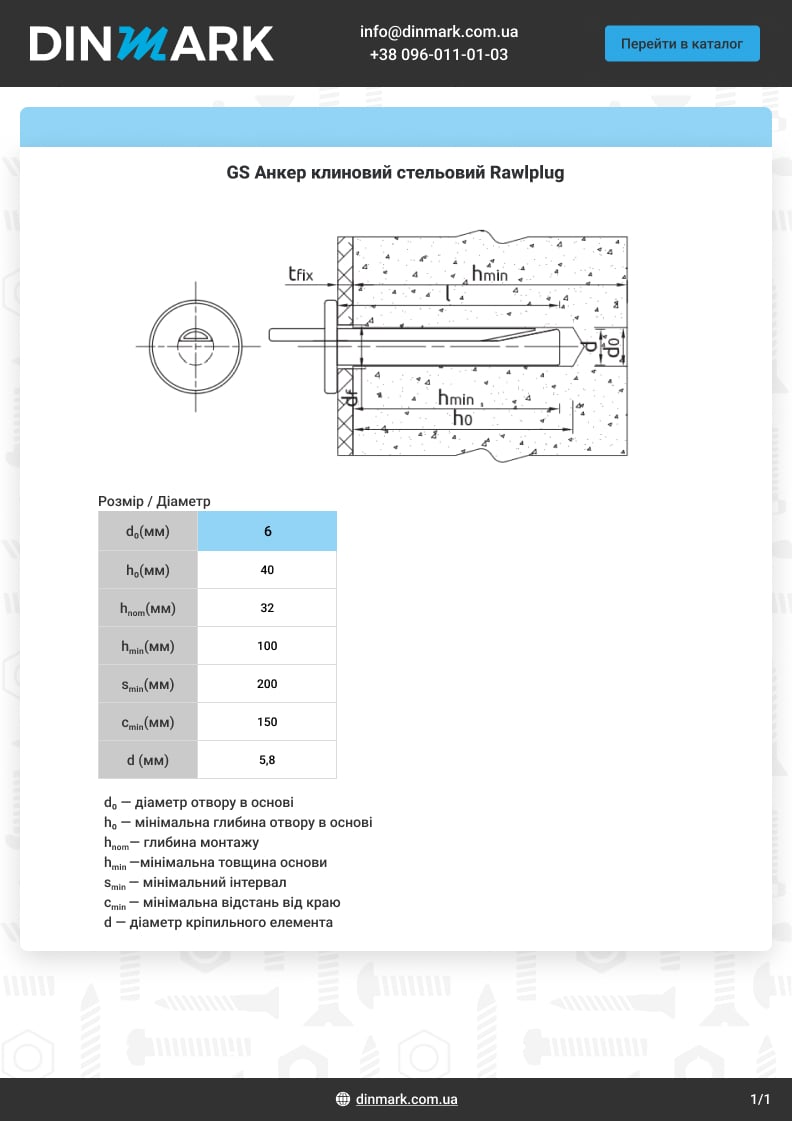 GS A1 Анкер клиновый потолочный Rawlplug pdf