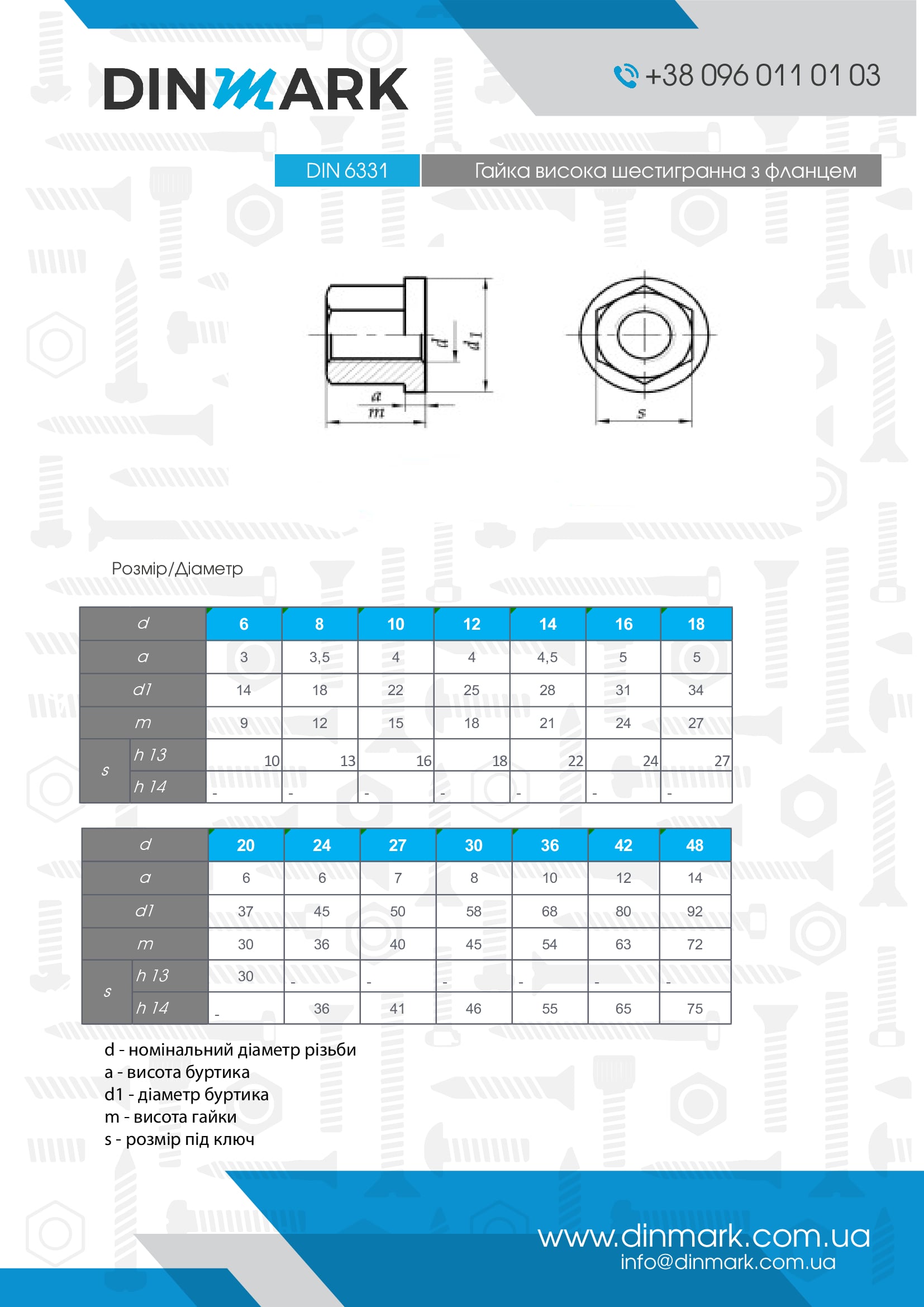 DIN 6331 10 цинк платковый Гайка высокая шестигранная с фланцем pdf