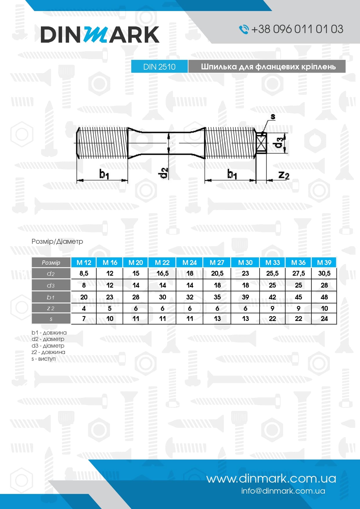 Шпилька DIN 2510 M20x80 25CrMo4 + 2 гайки pdf