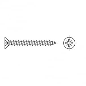 Schraube ART 9050 d4,5x45/27 Zink PZ2 teilweise Carving креслення