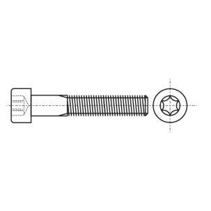 Bolzen ISO 14579 M5x40 A2 TX25 креслення
