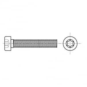 Bolzen ISO 14580 M2x14 A2 TX6 креслення