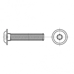 Bolzen ISO 7380-2 M10x35 A4 torx креслення