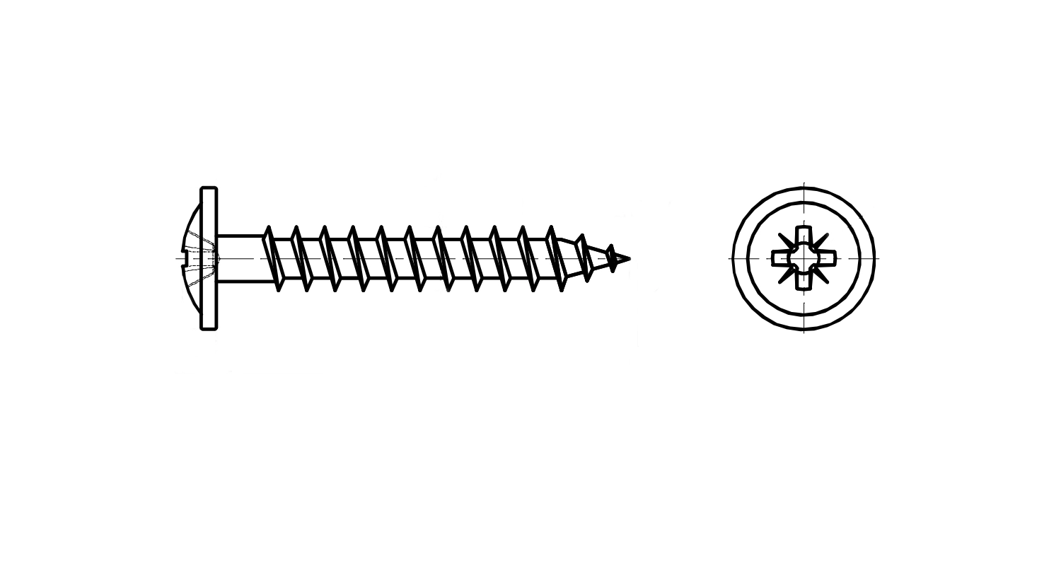 AN 204 zinc Screw with semicircular head and press washer креслення