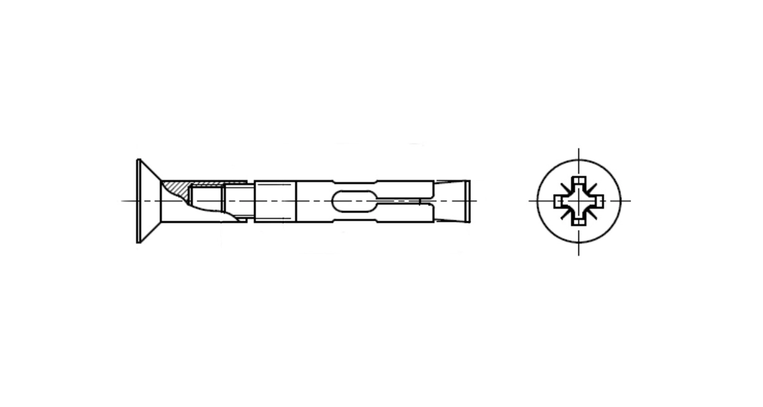 AN 228 zinc Anchor closed with countersunk head креслення