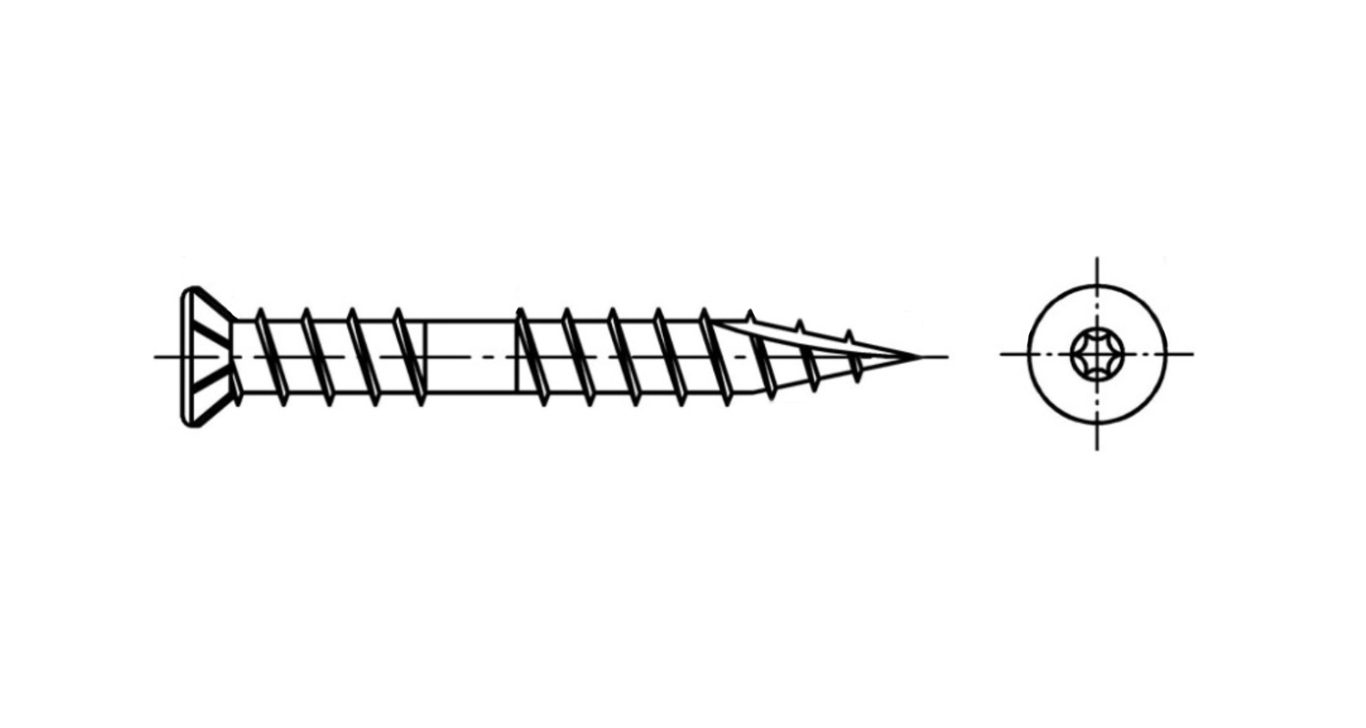 Schraube ART 9143 M5,3x90 A2 TX креслення