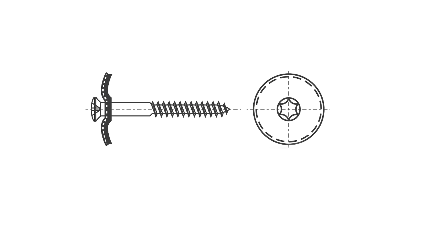 Шуруп ART 9089 M4,5x80 A2 torx креслення