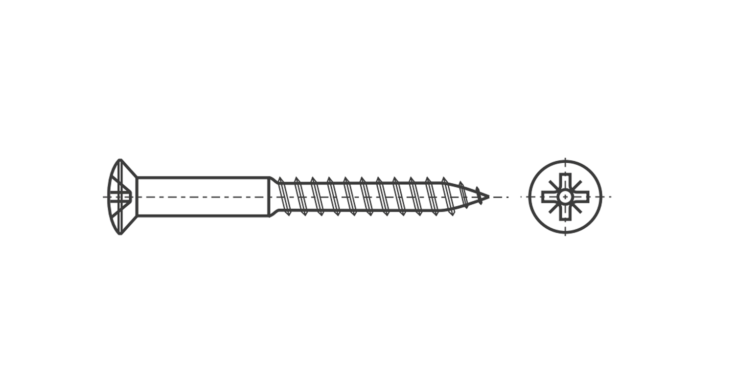 Шуруп DIN 7995 M3x16 A2 креслення