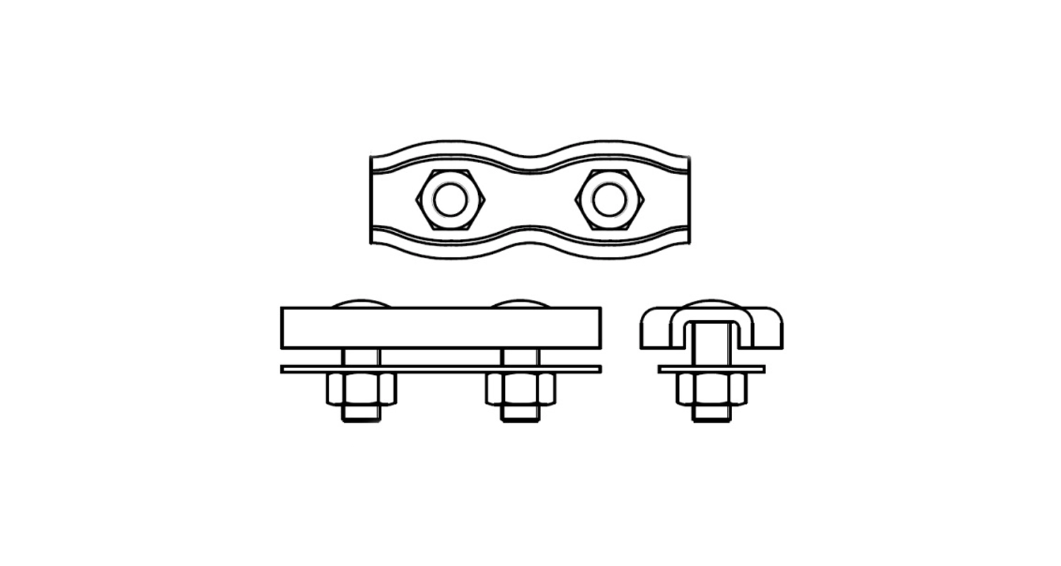 ART 8331 zinc DUPLEX cable clamp with two nuts креслення