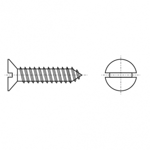 DIN 7972 A2 Self-tapping screw with countersunk head and straight slot креслення
