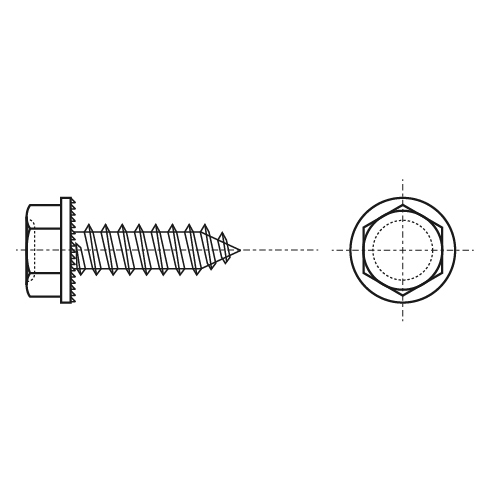 ISO 7053-C zinc Self-tapping screw with hex head and press washer креслення